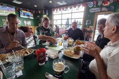 Lunch with Rob, Chris, Glenn, Dan, and Dave. (Janel and Brian are off-screen)
